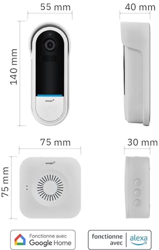 OMAJIN by Netatmo 2K Wireless Smart Video Doorbell, Battery Operated, Including Gong, Motion & People Detection, IP65, Zone Detection, Two-Way Audio, SD/Cloud Storage, OVD-01 — afbeelding 5