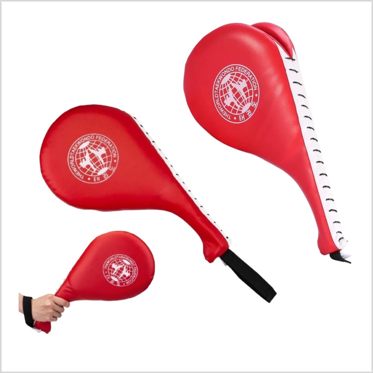 Dailygoods- Kickpads Dubbelzijdig - Trainingspads voor Taekwondo/Karate - Slagkussen - Voettechnieken - 2 Stuks - PU Leder 38x18x5 cm