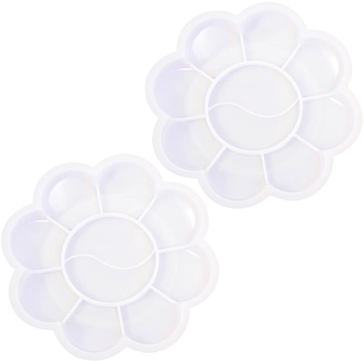 Dailygoods- Kleurenpalet 2 Stuks - Kunststof Palet - Aquarelverf - Mengpalet met 8 Pigmentgebieden - 15 cm Diameter - Duurzaam en Veilig - Schilderpalet
