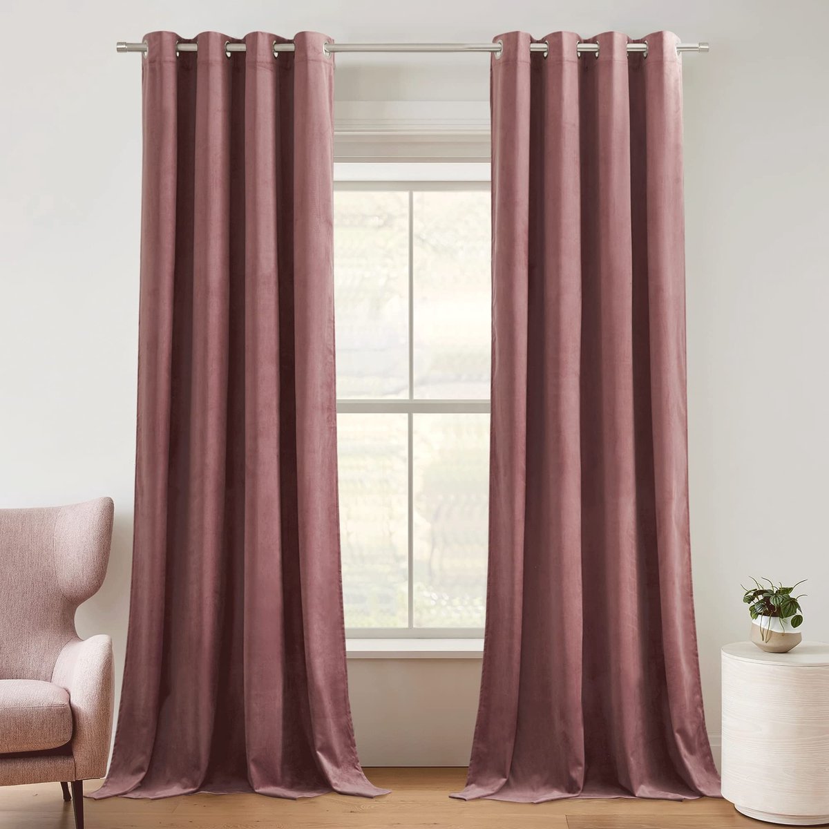 Dailygoods- Gordijnen Verduisterend 132x240cm - Fluwelen Gordijnen - Kant en Klaar - Thermische Isolatie - 2 Stuks - Grijsroze - Raamdecoratie