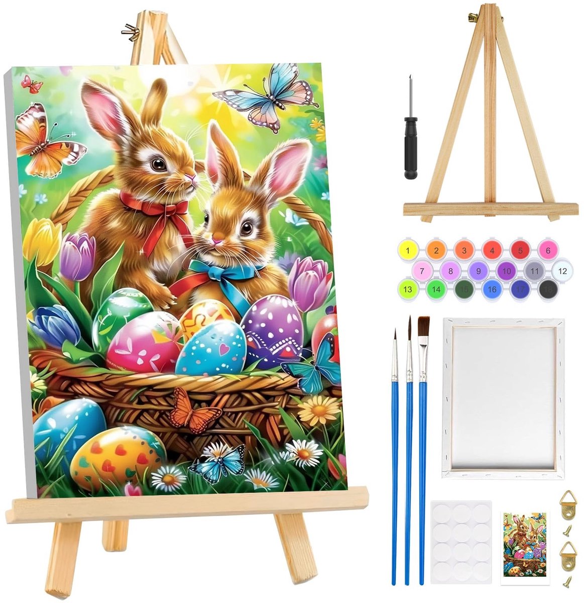 Dailygoods- Schilderen op Nummer - Voor Volwassenen - Met Lijst - Houten Ezel - Doe-Het-Zelf Dieren - Acrylschilderij - Voor Beginners - Doe-het-zelf Schilderij