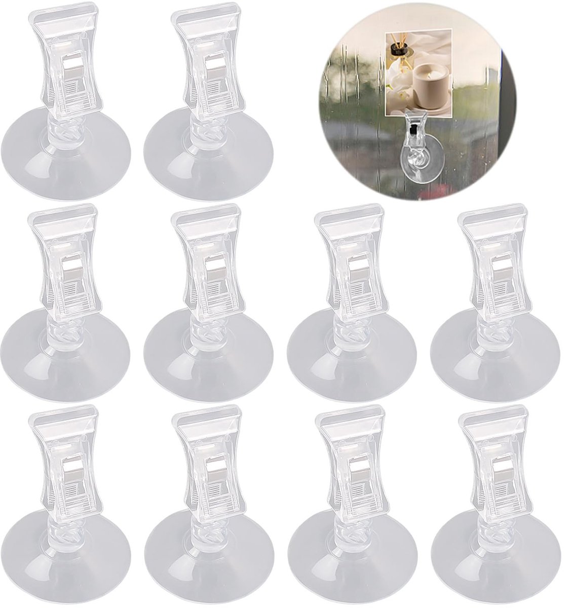 Dailygoods- Zuignapclips 10 Stuks - Multifunctionele Zuignappen - Antislip Bevestiging - Geschikt voor Glas - Waterdicht - Duurzaam Materiaal