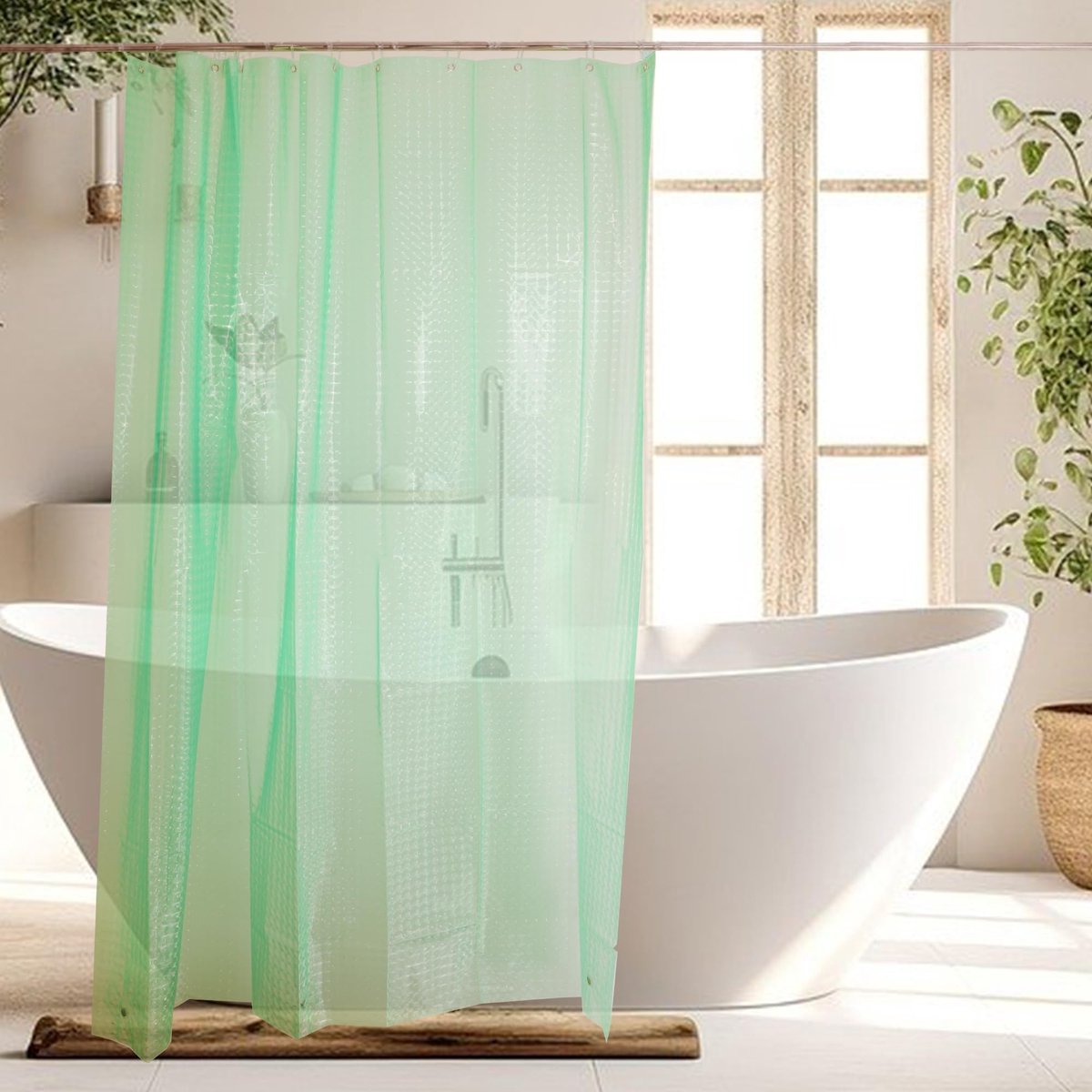Dailygoods- Douchegordijn Waterdicht 180x200 cm - EVA/PE Materiaal - Wasbaar - Met 12 Ringen - Inclusief 3 Gewichtmagneten - Semi-Transparant - Badgordijn