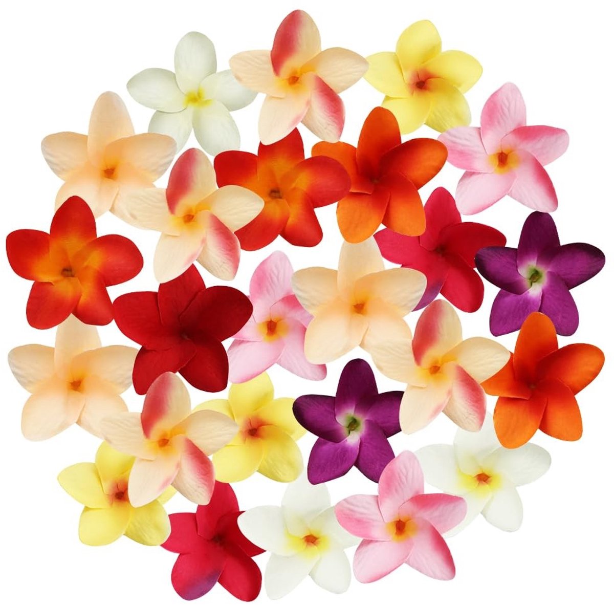 Dailygoods- Plumeria Bloem 50 Stuks - Kunstmatige Bloemen - Zijde Bloemen - Levensechte Bloemen - Bruiloft Decoratie - Hawaii Thema - Kunstbloem