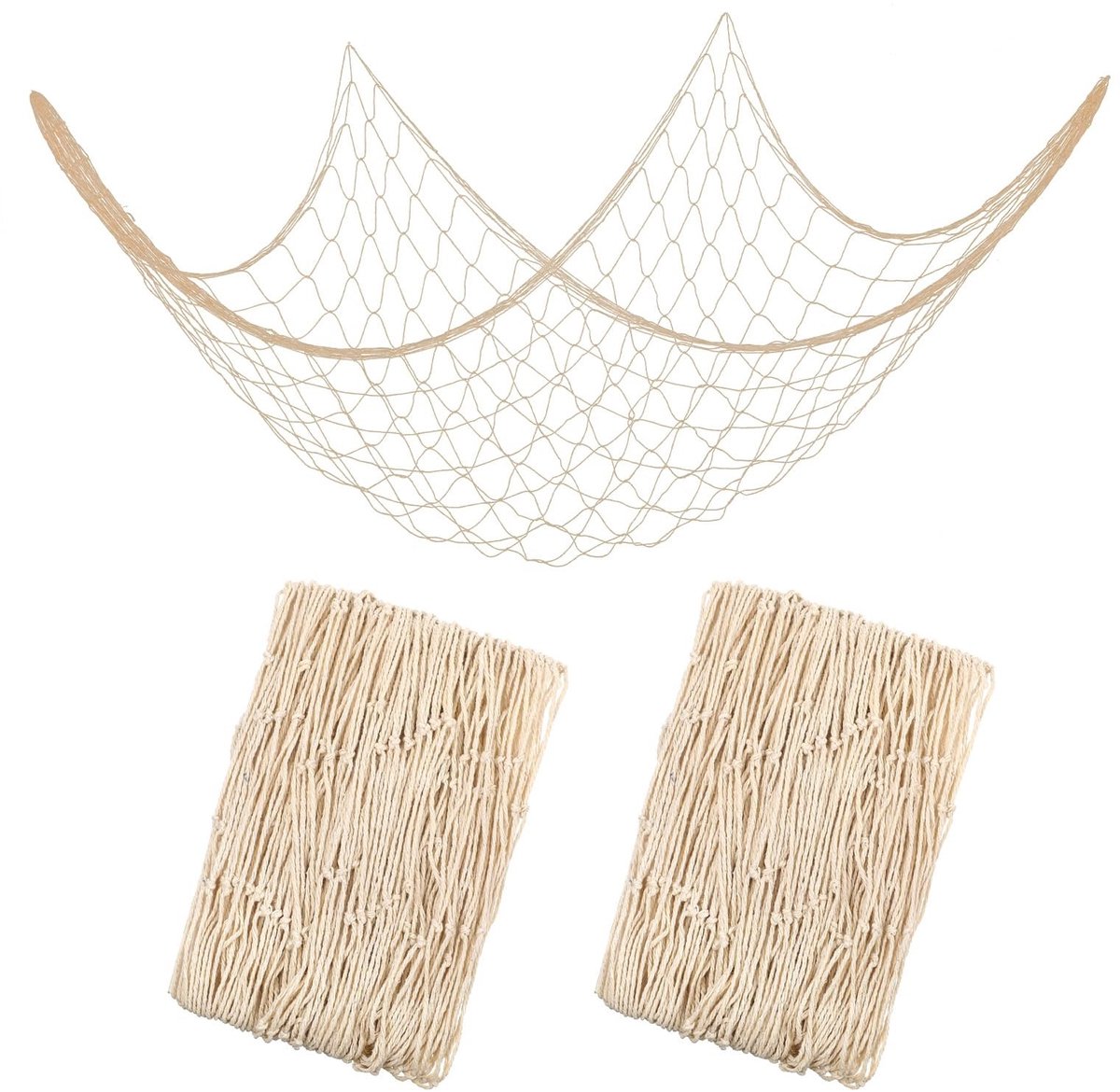 Dailygoods- Visnet 200 x 100 cm - 2 Stuks - Decoratief Visnet - Maritiem Visnet - Wanddecoratie - Hoogwaardig Polyester - Decoratienet