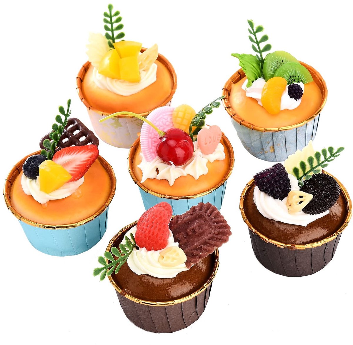 Dailygoods- Nep Cupcakes Realistisch Uiterlijk - Kunstmatige Taart - Decoratie - Fotografie Props - Simulatie Dessert - 6 Stuks - Nepgebak