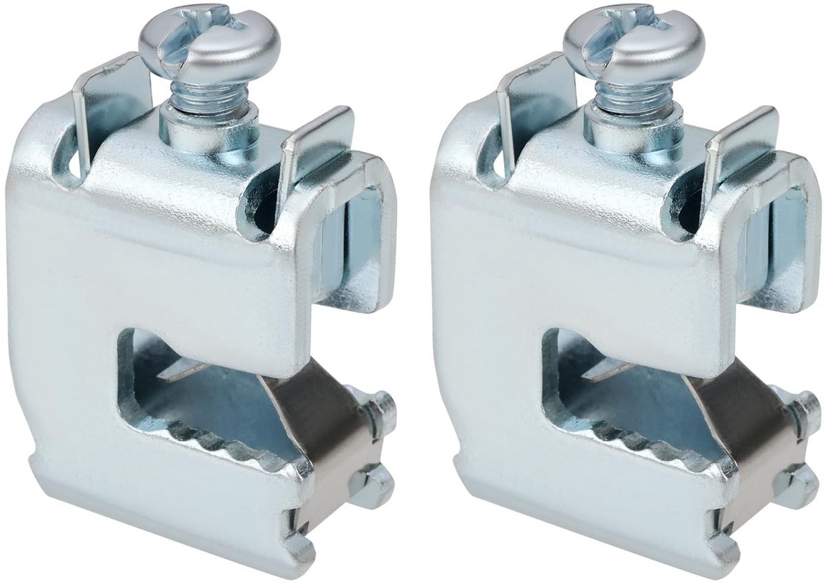 Dailygoods- Busbar-terminal 16 mm² - 2 stuks - Aansluiting enkele/meerdraads/kabels - Plat koper - Gegalvaniseerd staal - Klembevestiging - Klem