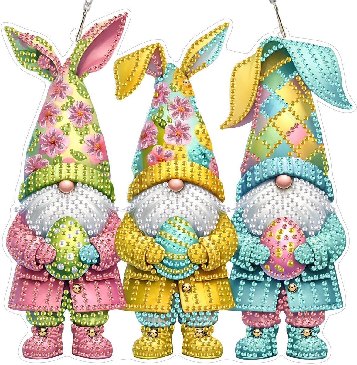 Dailygoods- Diamant Schilderij 5D - Paashanger met Ketting - Doe-Het-Zelf Kit - Decoratie voor Tuin/Huis - Inclusief Extra Diamanten - Geschikt voor Volwassenen/Kinderen - Diamant Schilderkit