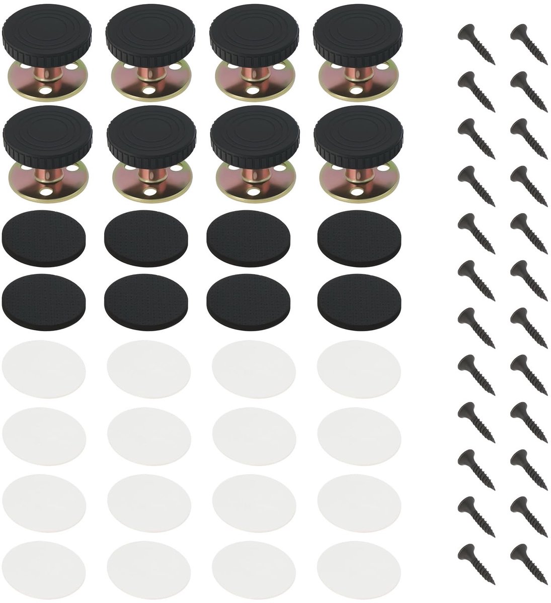 Dailygoods- Meubelvoeten Verstelbaar 28-40 mm - Meubelpoten Set van 8 - Ondersteuning voor Kasten/Tafels/Banken - Antivibratiepad - Inclusief Plakband/Screws