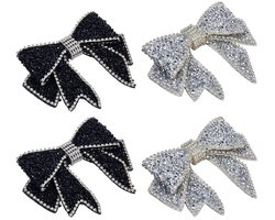Dailygoods- Strik Patches 4 Stuks - Zelfklevende Strik Velet/Strass - Kleding Decoratie - Kristallen Applicaties - 90x110x14.5mm - Elegante Strass-decoratie - Kledingpatches