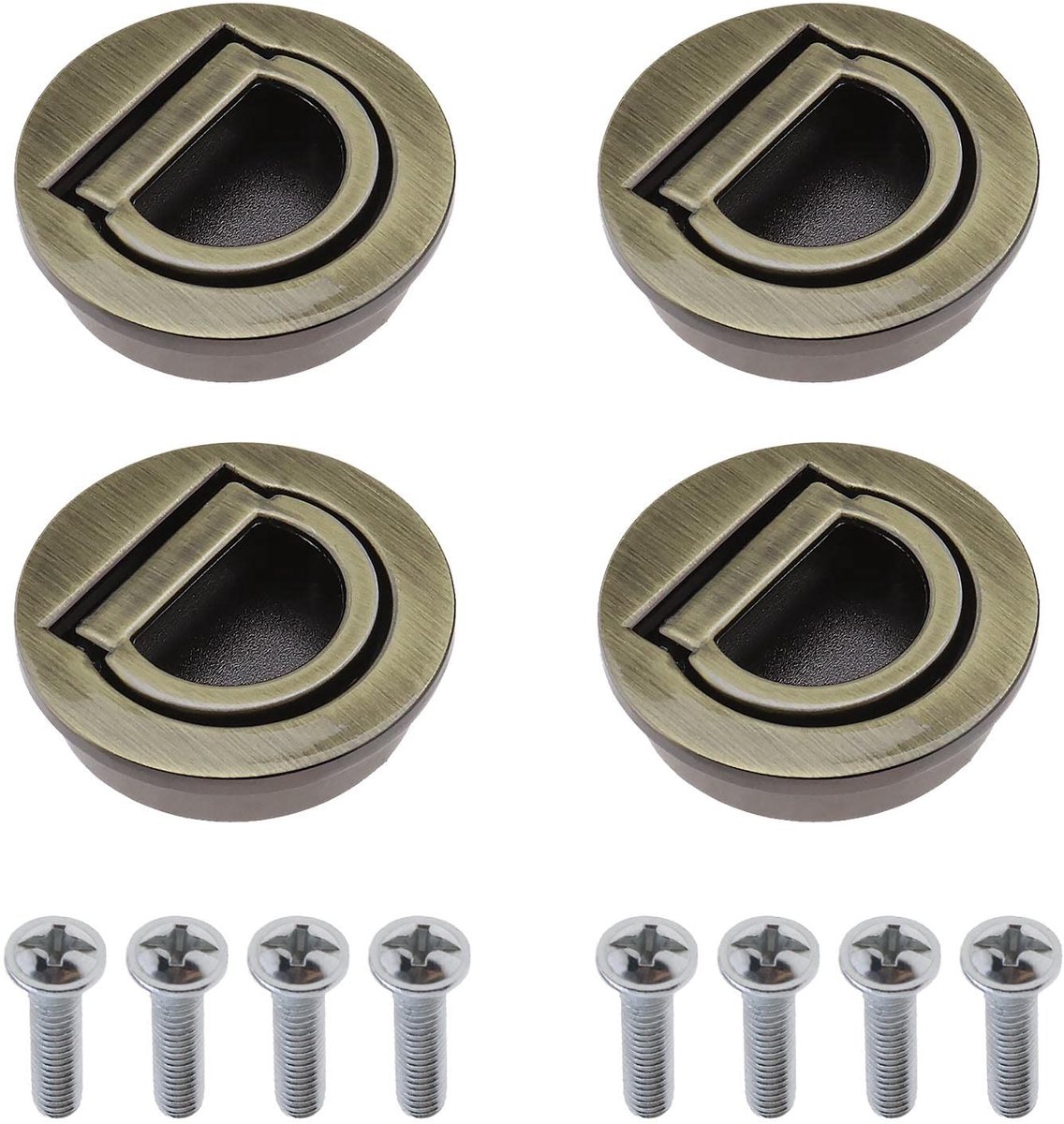 Dailygoods- Handvat Onzichtbaar - 4 Stuks - Zinklegering - Brons - Diameter 40 mm - Veilig voor Kinderen - Waterdicht en Vochtbestendig - Trekgreep