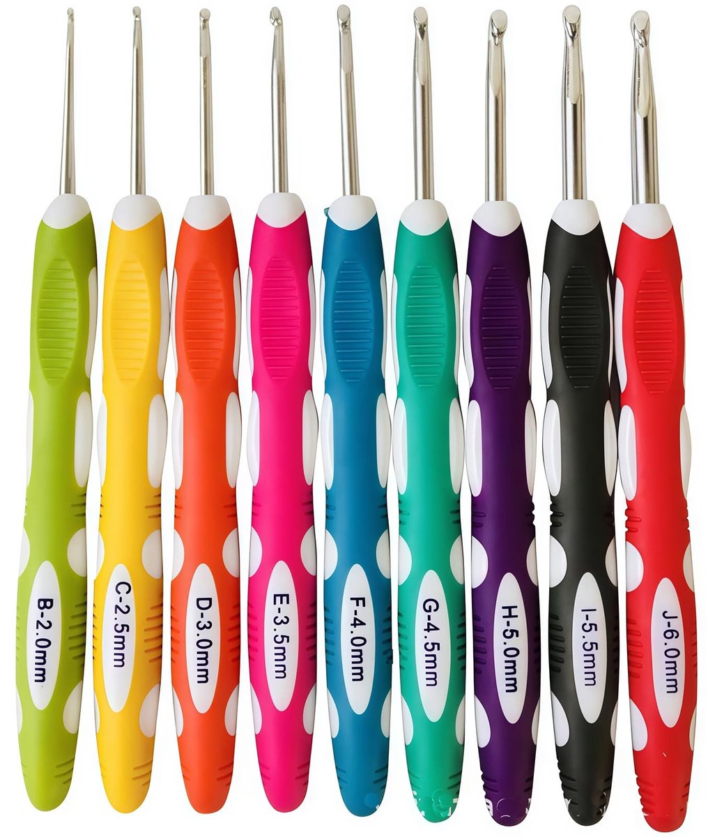 Dailygoods- Haak Set 9 Stuks - Aluminium Haken - Ergonomisch Ontwerp - Antislip Handvatten - Gehaakte Haken - Ideaal Cadeau - Haaknaalden