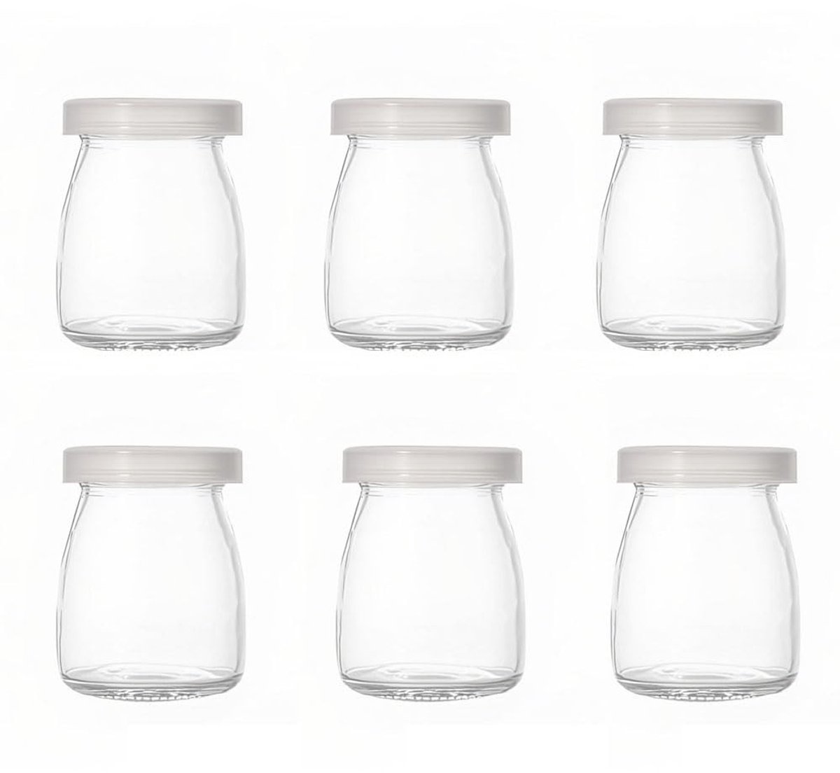 Dailygoods- Yoghurtschalen 100ml - 6 Stuks - Glazen Potjes met Deksel - BPA-vrij - Voedselveilig - Geschikt voor Pudding/Yoghurt - Opbergpotjes