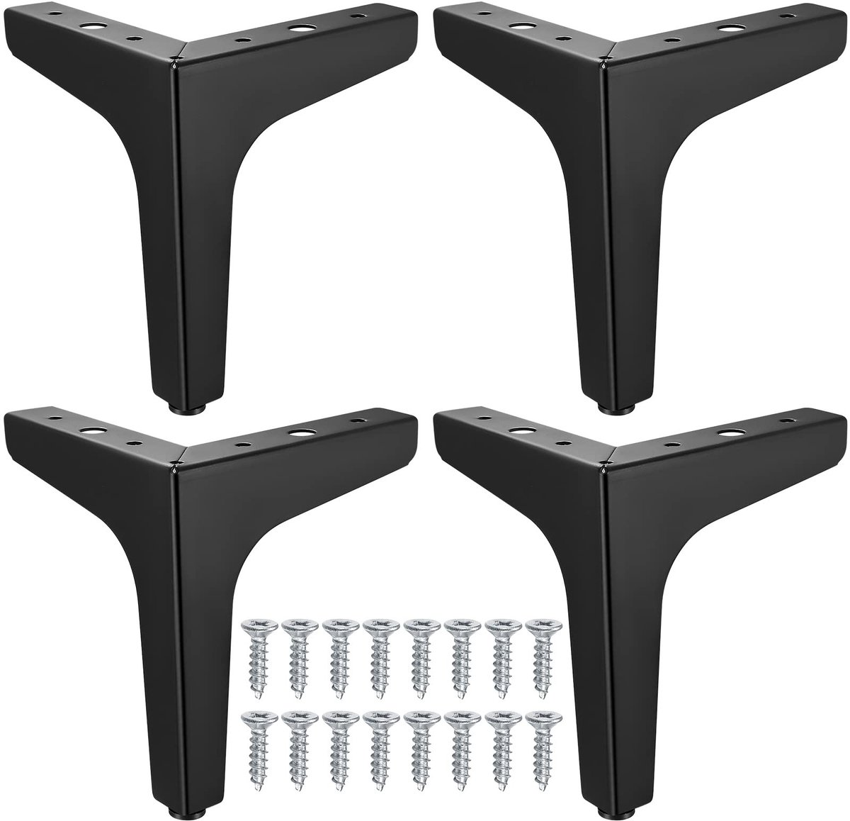 Dailygoods- Meubelpoten 15 cm - Vervangende Meubelpoten - Driehoekige Tafelpoten - Zwarte Kastpoten - Meubelpoten Set van 4 - Robuust Metaal