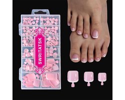 Dailygoods- Teen Nageltips 120 Stuks - Korte Franse Nageltips - Vierkante Nagelstickers - Zelfklevende Plaknagels - 12 Maten - Anatomisch Vormgegeven - Kunstnagels