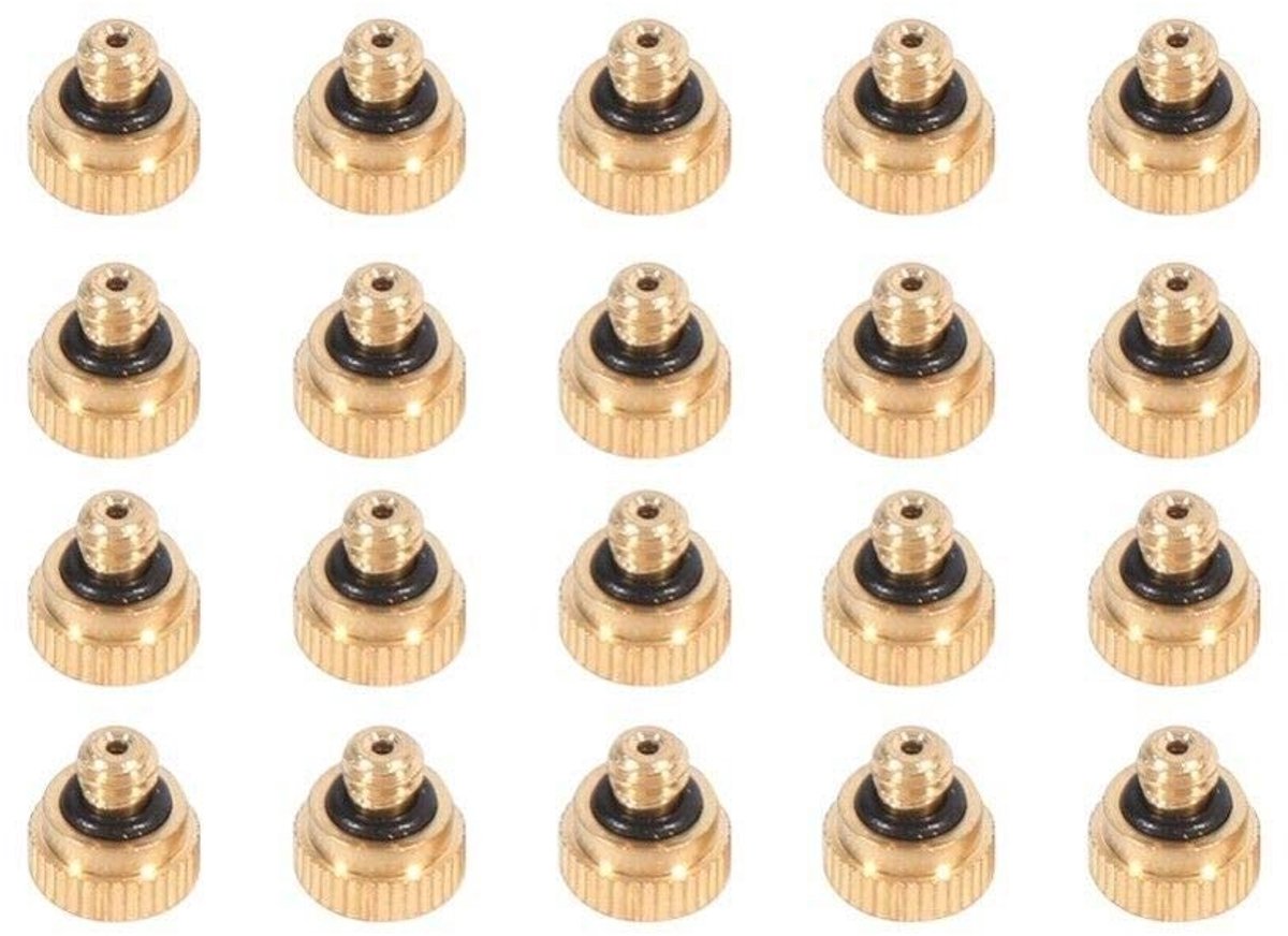 Dailygoods- Sproeiers 10 stuks - Messing Misting Nozzles - Lekvrij - Duurzaam Roestvrij Staal - Voor Greenhouse - Werkdruk 20-70kg/Cm - Nevelsproeier