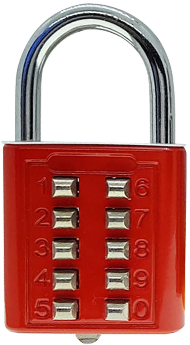 Dailygoods- Hangslot 10-cijferige Drukknopcombinatie - Zinklegering - Duurzaam - Lichtgewicht - Voor Trolleykoffer/Archiefkast - Afmetingen 74 x 39 x 11 mm - Combinatieslot