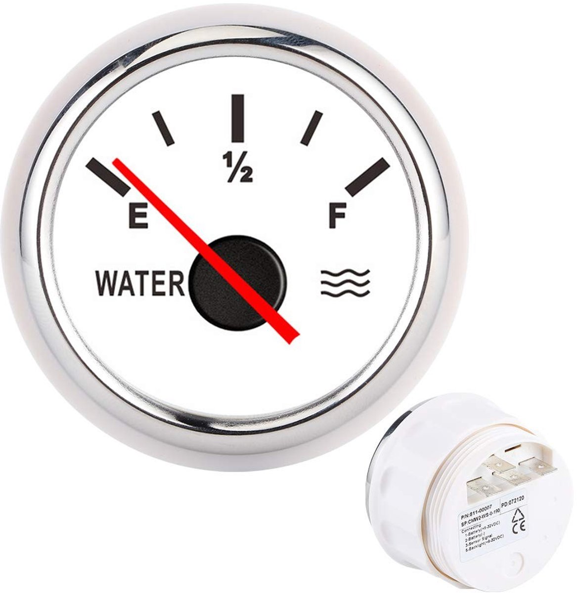 Dailygoods- Waterpeilmeter Hoge Precisie - Waterniveau Indicator - Geschikt voor Marine/Truck/RV - Roestvrij Staal - Achtergrondverlichting - Eenvoudige Installatie - Vloeistofmeter