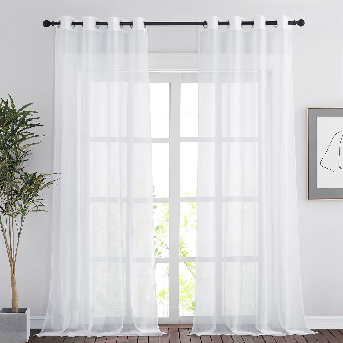 Dailygoods- Voile Gordijnen Wit Transparant - 2 Stuks - Gordijnen met Oogjes - H 260 x B 1