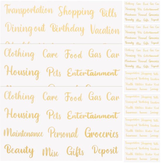 Dailygoods- Budgetstickers 10 Vellen - Zelfklevend - Huishoudlabelstickers - Compacte Labels - Financiële Planning - PVC Materiaal - Geldlabels