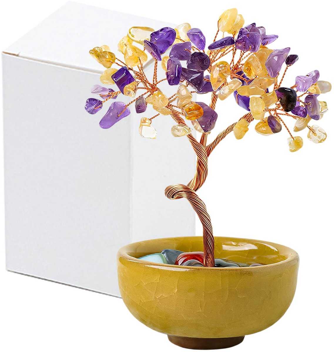 Dailygoods- Kristalboom Handgemaakt - Decoratie Woonkamer - Geluksboom - Chakra Decoratie - Levensboom - Prachtige Decoratie