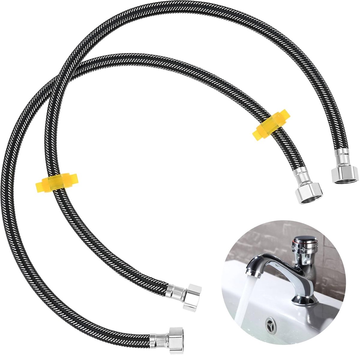 Dailygoods- Flexibele Slang 70 cm - Roestvrij Staal - Waterdicht - Schokbestendig - Antilekkage - Eenvoudige Installatie - Waterleiding