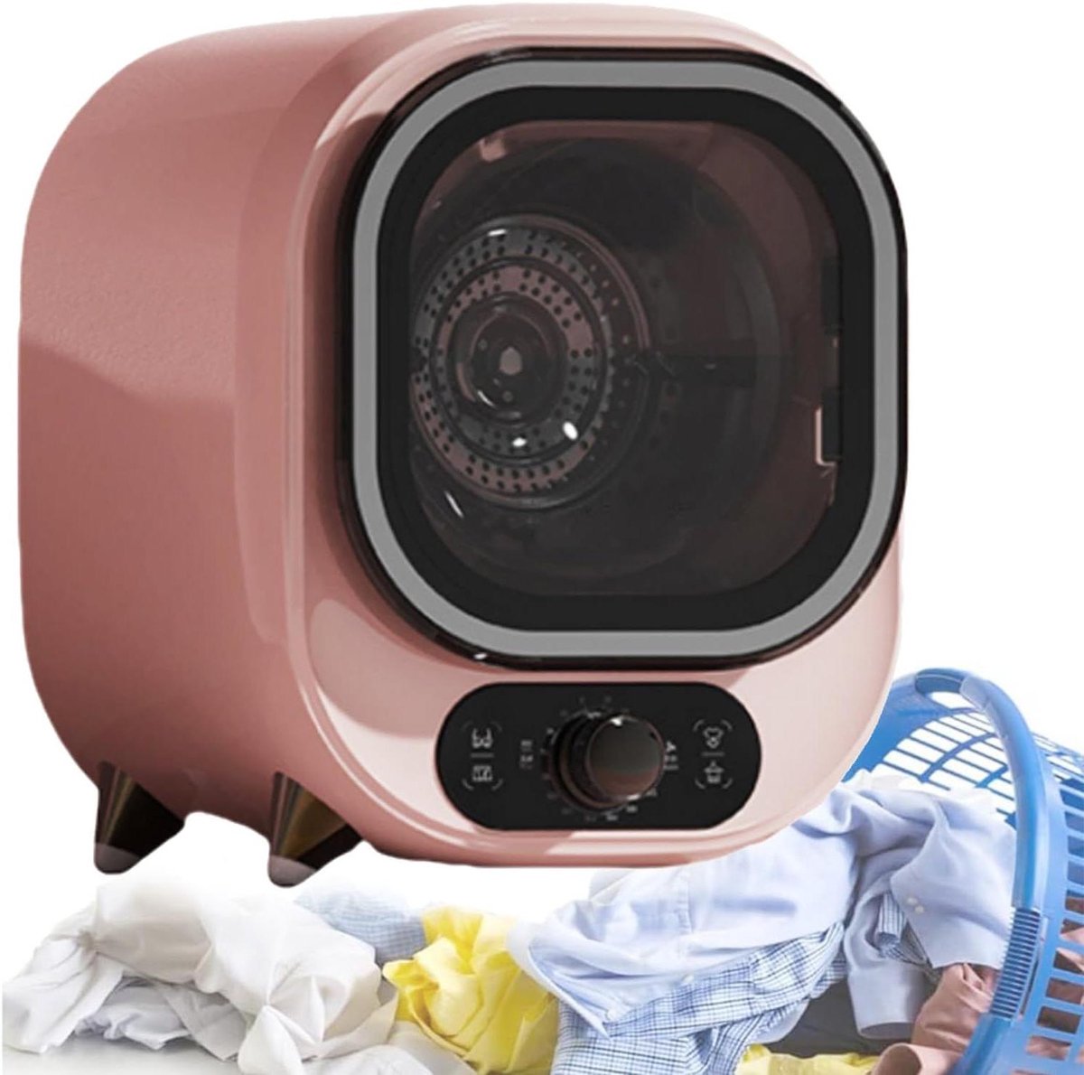 Mini Wasmachine Compacte Dryer Kleding Drogen Roestvrij Staal Cilinder 0.8 kg Roze