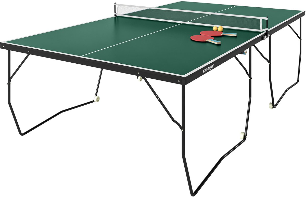 SPORTNOW tafeltennistafel met speelnet, 2 rackets en 3 ballen groente