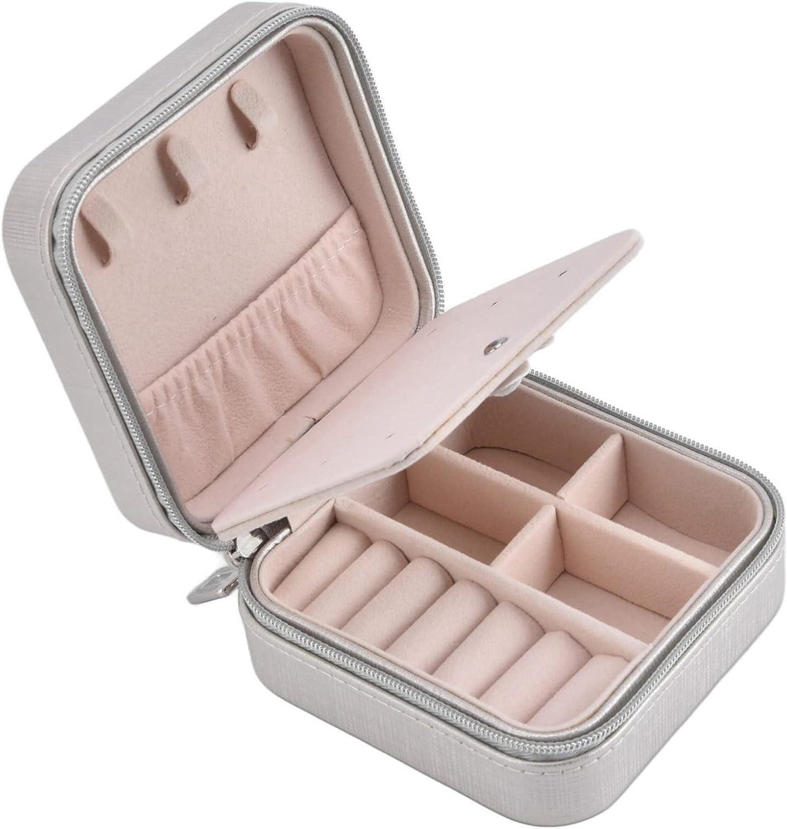 Sieradendoos Dames - Mini Organizer - Reis Opslag - Zachte Flanelvoering - 10x10x10 mm - Zwart