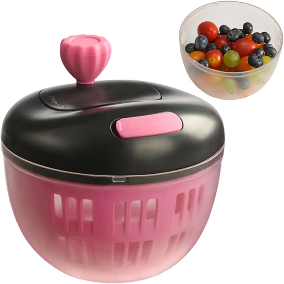 Salade Droger - Groente Wasmachine - Salades Maken - Antislip Bodem - 800 ml - Zwart Roze