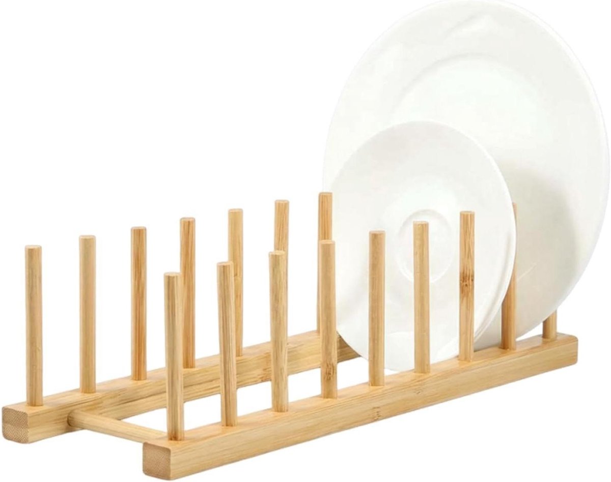 Afwasdrogerrek Hout - Keuken Organizer - Aanrecht Opruimen - Verticaal Ontwerp - 34x13x10 cm - Natuurlijk Hout
