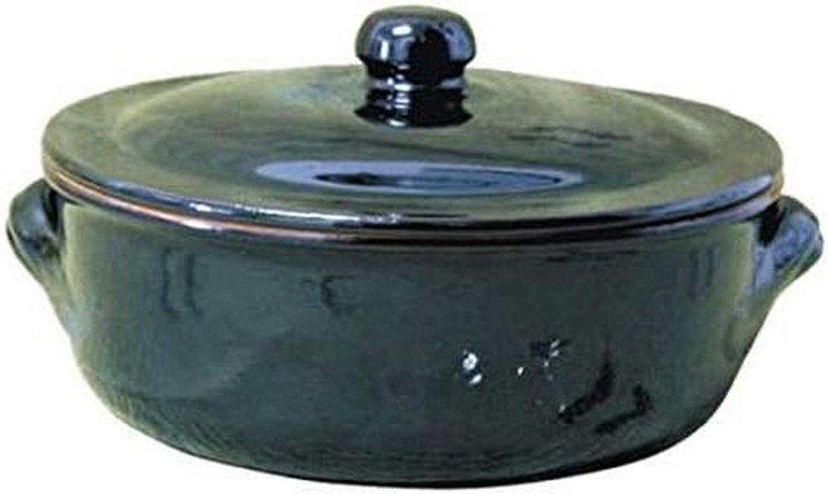 Aardewerk Pan - Met Deksel - Koken en Serveren - Ovenbestendig - 16CM 1 Liter - Meerkleurig