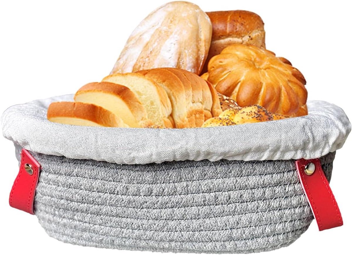 Rijsmand Brood Deegmand Gistmand Brood Bakken Herbruikbaar Katoen Touw 26 x 14 x 9.5 cm