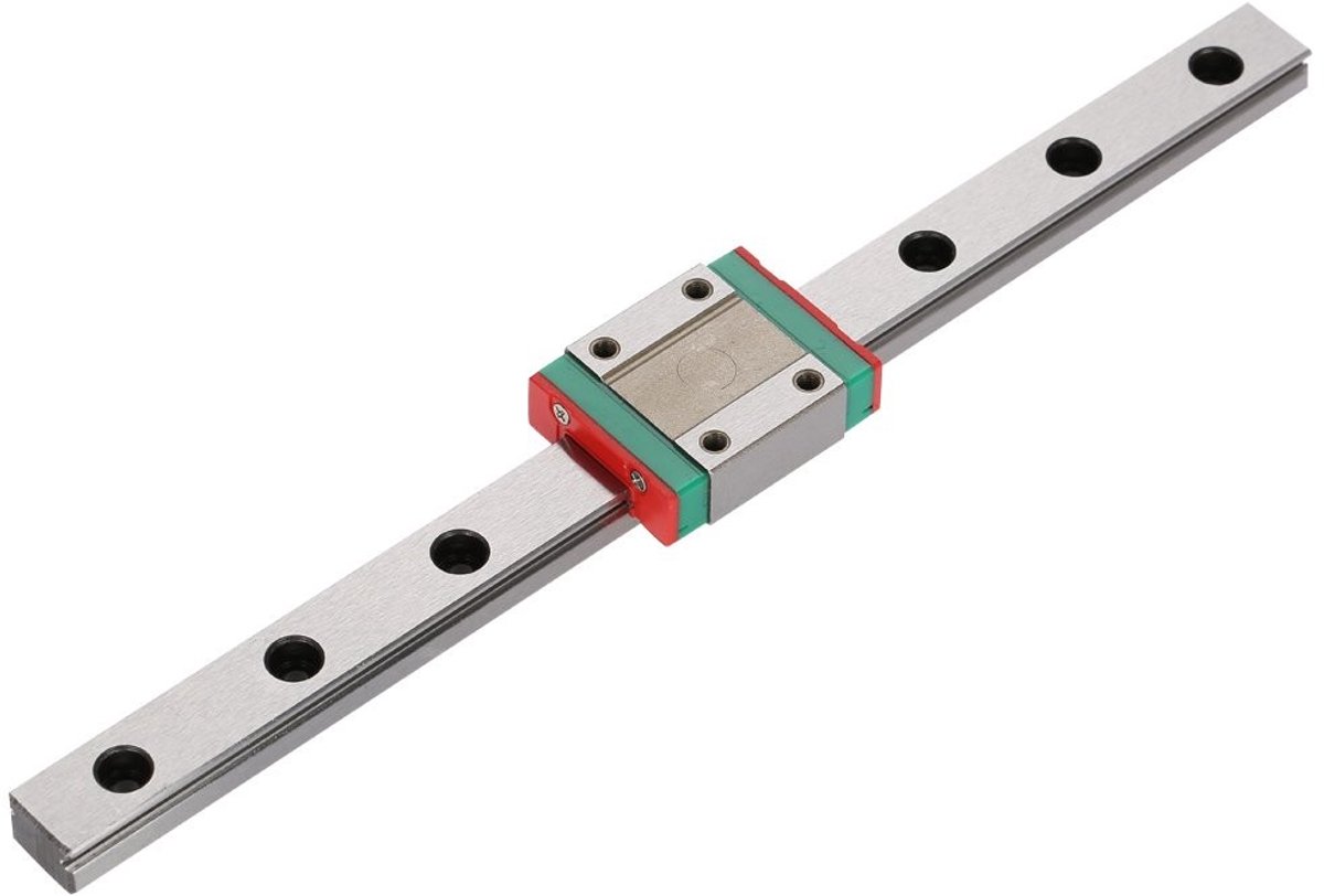 Dailygoods- Lineaire Geleider 12 mm - Miniatuur Glijrail - Lineaire Rail 200 mm - Stalen Blok - Vergrendeld - Hoge Nauwkeurigheid - Geleiderail