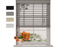 Bamboe Houten Jaloezie - Natuurlijke Raambekleding - Privacy Instellen - Duurzaam Bamboehout - 240 x 240 cm - Lichtgrijs