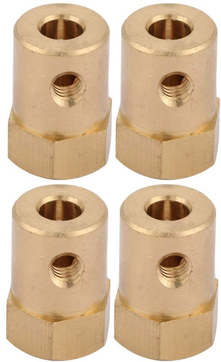 Dailygoods- Zeskantkoppeling 4-delig - Messing - Motoraskoppeling - Duurzaam - Binnendiameter 5 mm - Lange levensduur - Motoras Koppeling