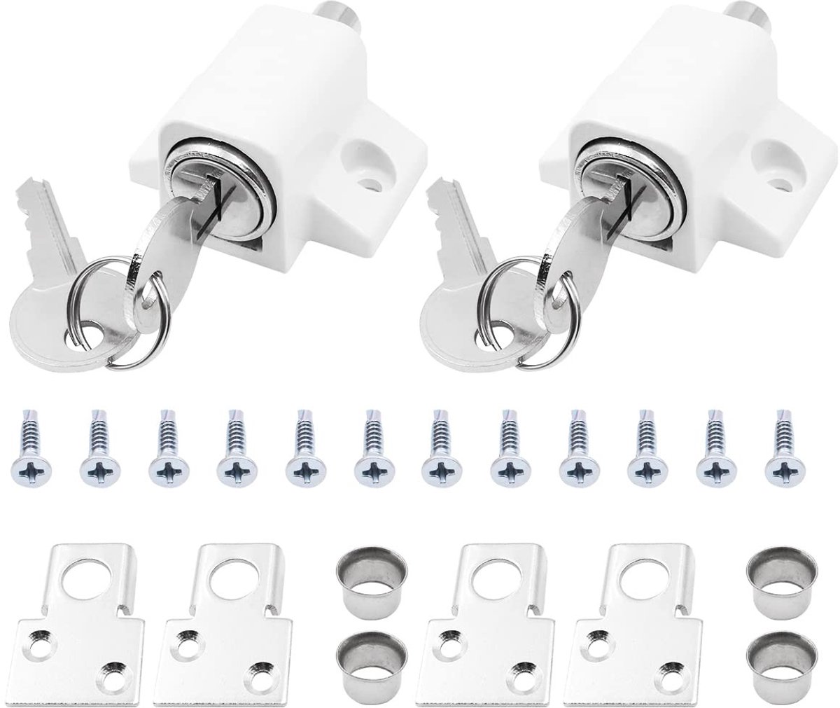 Dailygoods- Sliding Patio Lock Veiligheidslock - Raambeveiliging - Raambegrenzer - Raamgrendel - Kinderslot Raam - Universele Montageplaten - Raamslot