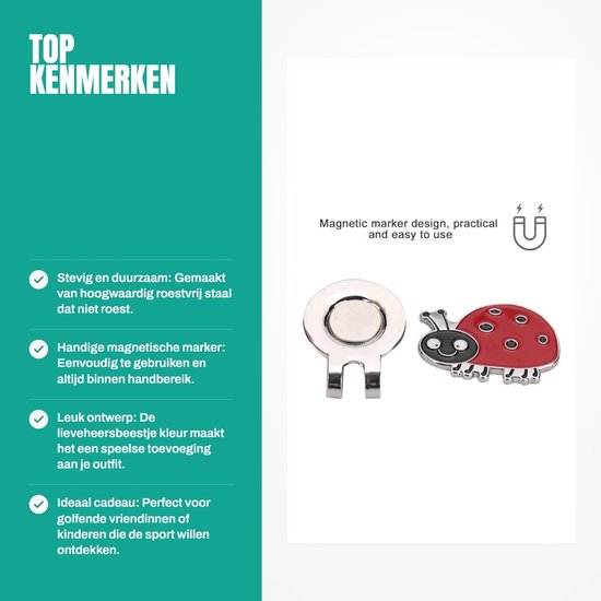 Dailygoody - Golf Hoed Clip - Golf Ball Marker - Magnetisch en Duurzaam - Lieveheersbeestje C514 - Golf Accessoire - Geschikt voor Vrouwen en Kinderen... — afbeelding 2