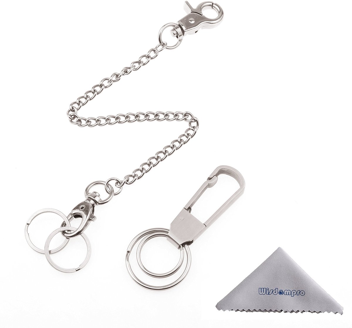 Dailygoods- Sleutelhanger Set van 2 - Zware Sleutelhanger met Riemhaak - Roestvrijstalen Sleutelclips - Antislip Ontwerp - Perfect voor Huissleutels/Werksleutels - Sleutelclip