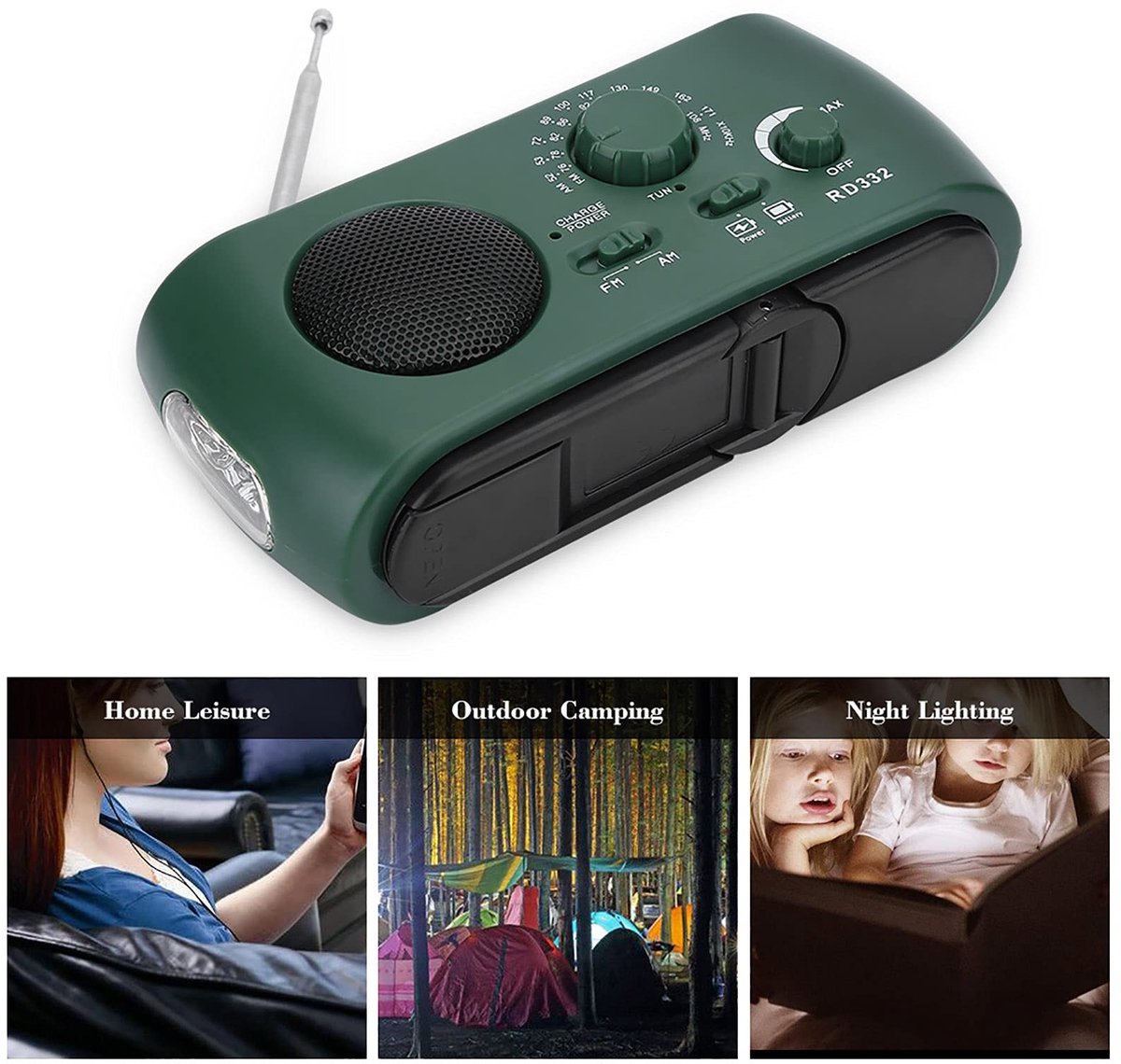 Dailygoods- Noodradio met Solar Oplader - Handcrank - Powerbank - AM/FM Weerwaarschuwing - Draagbare Radio - 3-LED Licht - Noodlamp – foto 5