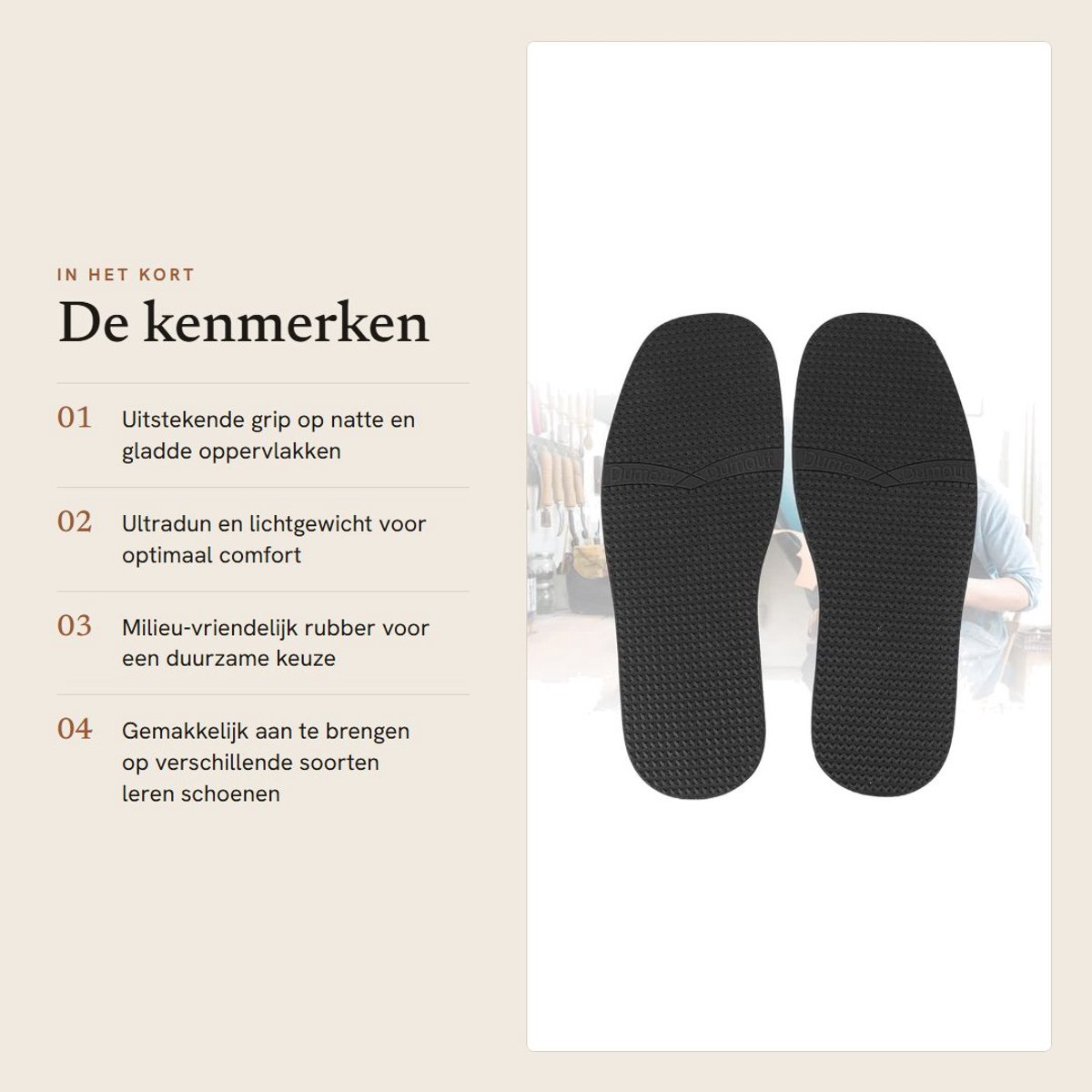 Dailygoods- Buitenzool Antislip - Rubberen Schoenenzool - Slijtvaste Zool - Verhoogde Korrel - Ultradun - Zacht en Milieuvriendelijk - Schoenzool