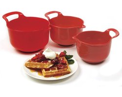 Norpro Mixing Bowl, Set van 3, Rood