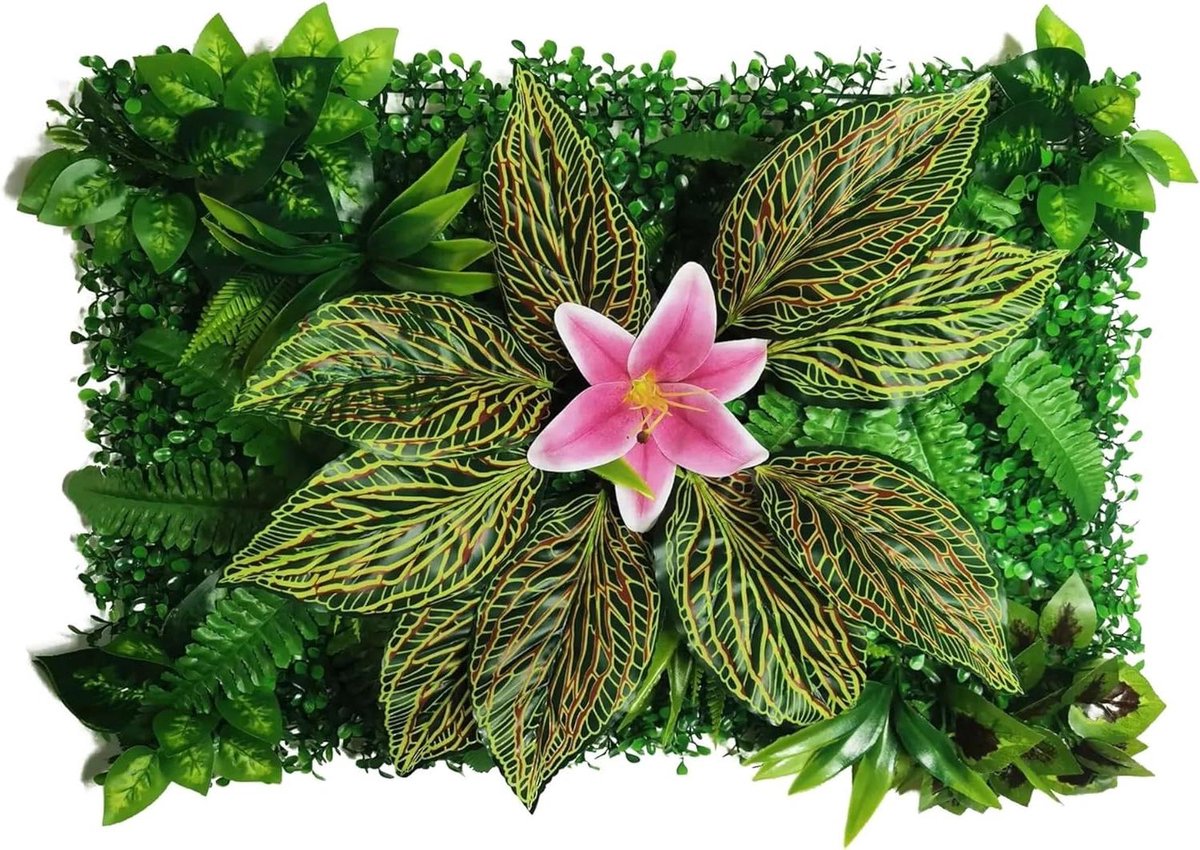 Kunstplanten panelen - Groene muur - Decoratie aanbrengen - Weerbestendig ontwerp - 60x40 cm - Groen