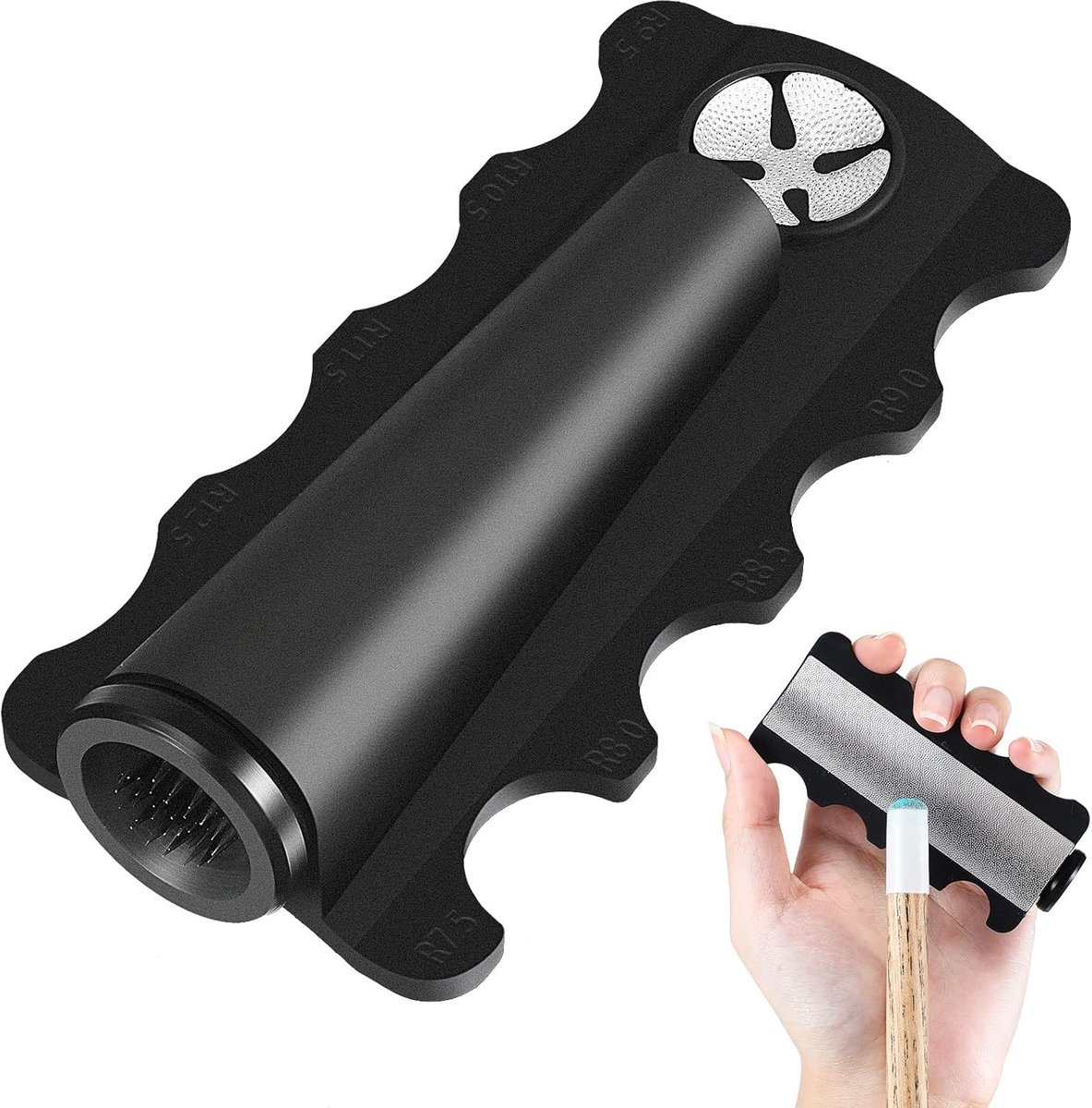 Reparatiegereedschap voor biljartkeupunten, afsteller voor biljartkeupunten, slijpmachine, boormachine, polijstmachine, radiusmeter, 5-in-1 biljartaccessoires.