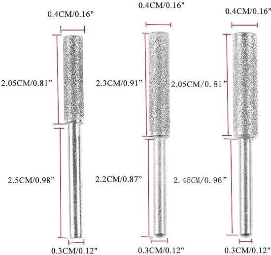Slijpen stenen vijl, 12 STKS Boor Accessoire, 4,8 mm Diamond Burr Titanium Plated Diamond Kettingzaag Slijper Burr Slijpen Stone File voor Nauwkeurige Quick Easy Slijpen van Kettingzaagblad — afbeelding 5
