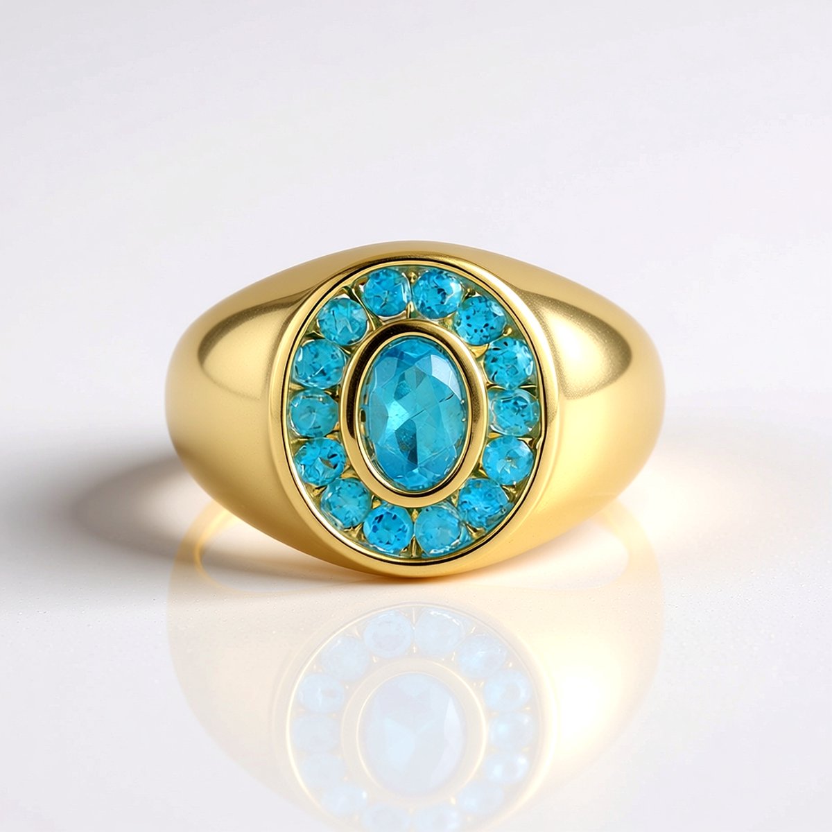 Cavill - Neon Blauwe Apatiet Ring 0,87 ct - 925 Sterling Zilver - Elegante Braziliaanse Edelsteen - Ovaal & Ronde Vormen - Bezel & Channel Zetting