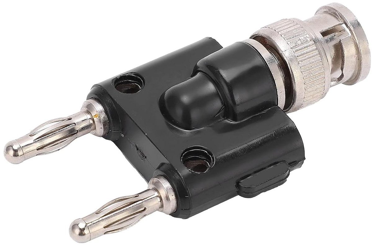 Banaanstekker Adapter - BNC naar Banaan - Elektrische Tests - Koper ABS Constructie - 20mm Stekkerlengte - Zwart