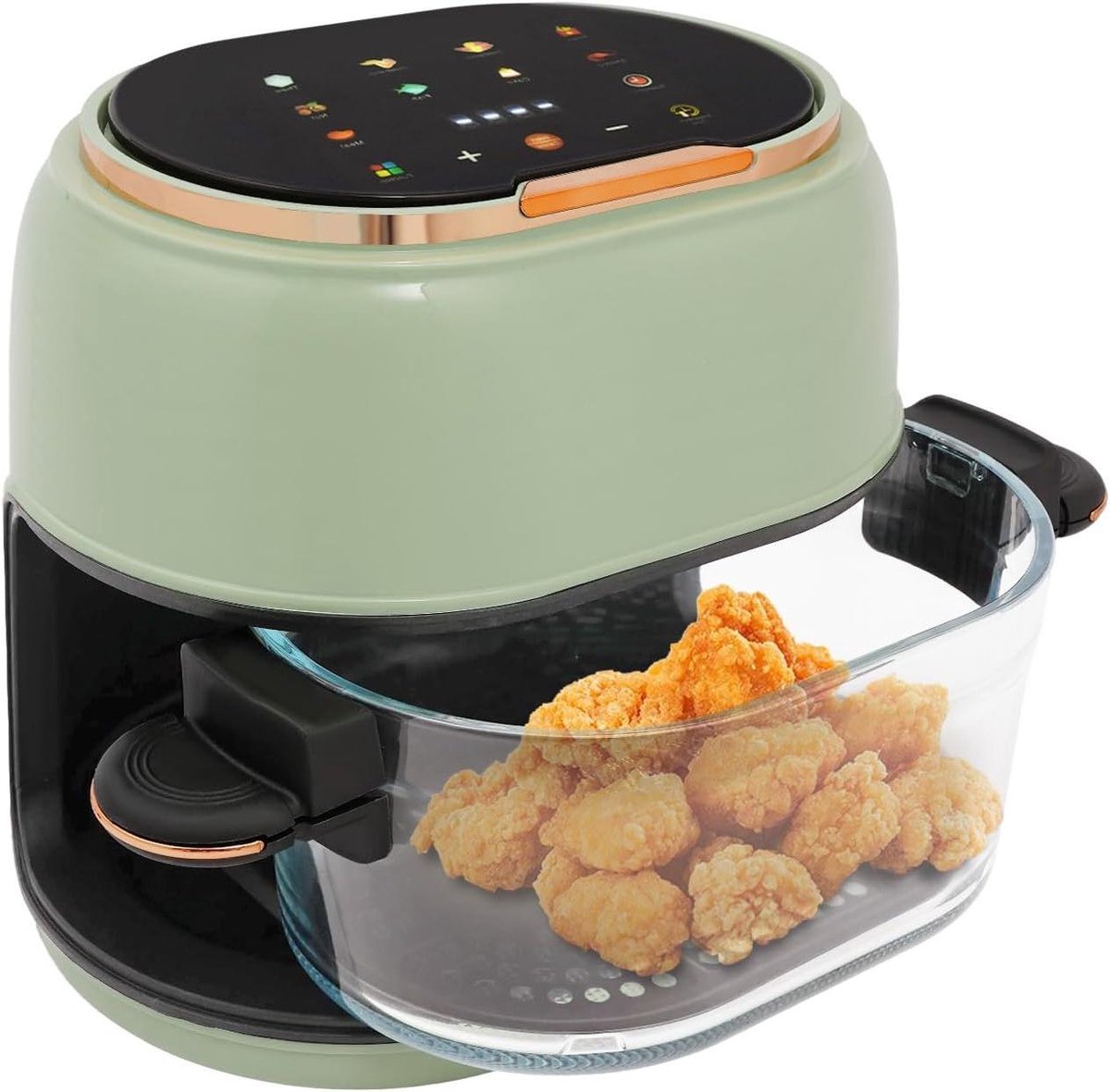 Luchtfriteuse - Heteluchtoven - Gezond Koken - Glazen Kijkvenster - 4 Liter - Groen Zwart