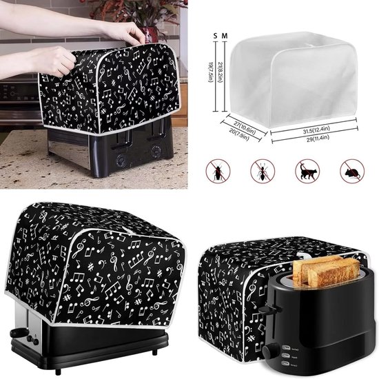 Poceacles Musical Symbol Pattern Blender Cover and Toaster Cover for 2 Slice Small Kitchen Appliance Covers Dust and Fingerprint Protection Blender Cover, S — afbeelding 3