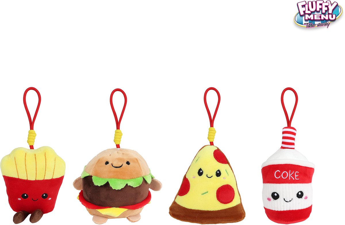 Fluffy Menu Fastfood Sleutelhanger Pluche - 9-12cm